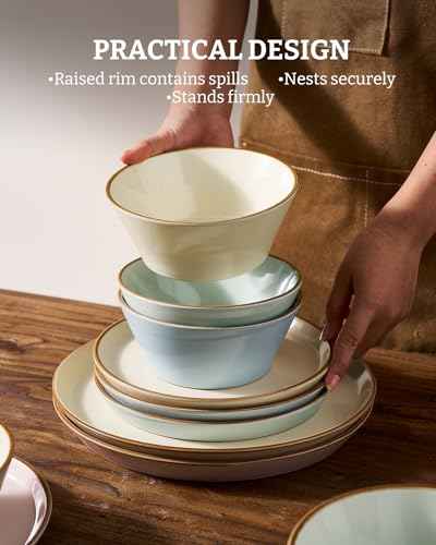 Saturn Stoneware Dishes Dinnerware Set for 8 (24 Count)