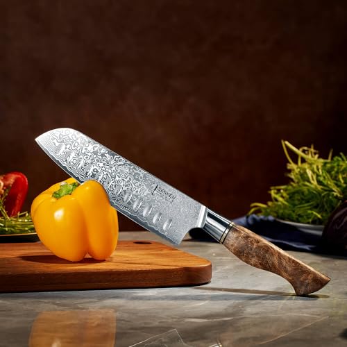 SENKEN 7 Piece Damascus Kitchen Knife Set (7 Count)