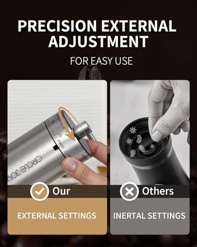 Manual Coffee Grinder with 40 External Adjustable Settings