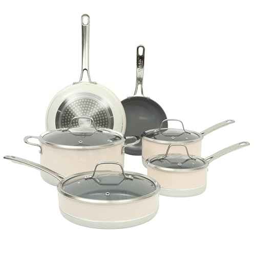 Kitchen Essentials Viva La Cantina 10 Piece PFA Free Titanium Ceramic Nonstick Interior Forged Aluminum Cookware Pots and Pans Set