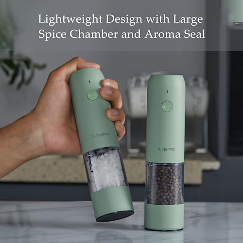 Electric Salt and Pepper Grinder Set (White)