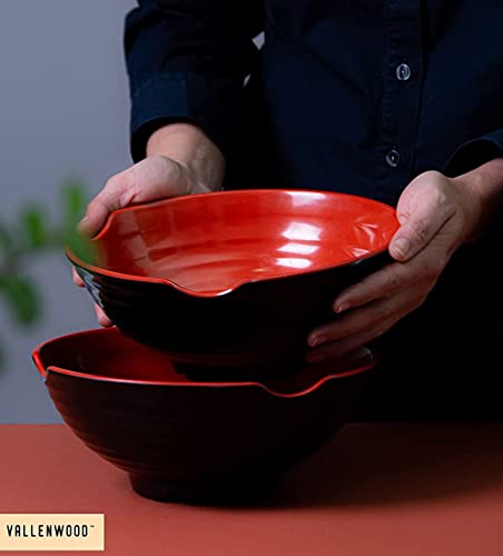 4 XL Ramen bowl set. 12 Pieces Pho Bowls. Asian Japanese soup. Utensil (9 inch x4 / Red Black)