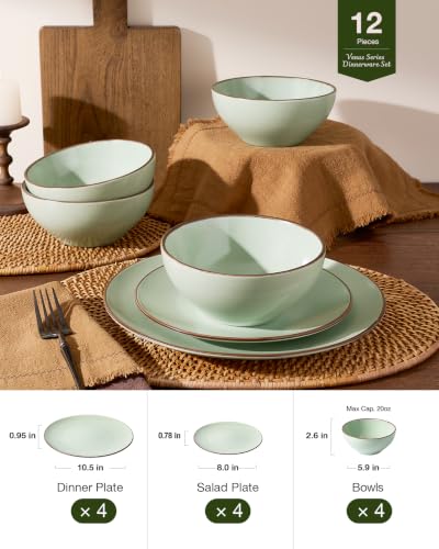 Venus Plates and Bowls Sets (Light Green / Serves 4 (12pc))