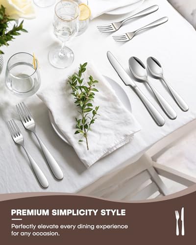 20 Piece Silverware set for 4 Include Knife Spoon and Fork Flatware Set with Heavy Duty Stainless Steel Mirror Polished Modern Tableware Eating Utensil Set (20 Count)