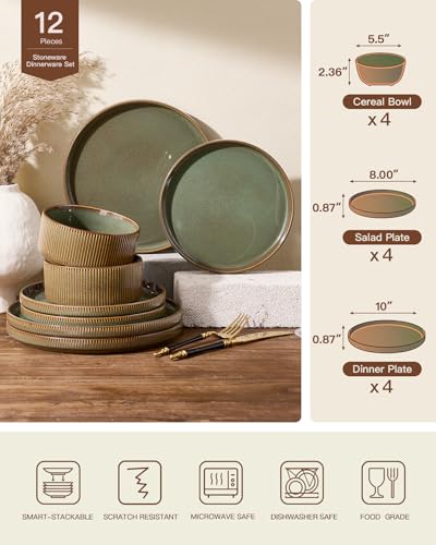 Stoneware Dinnerware Set for 4 (12 Count)