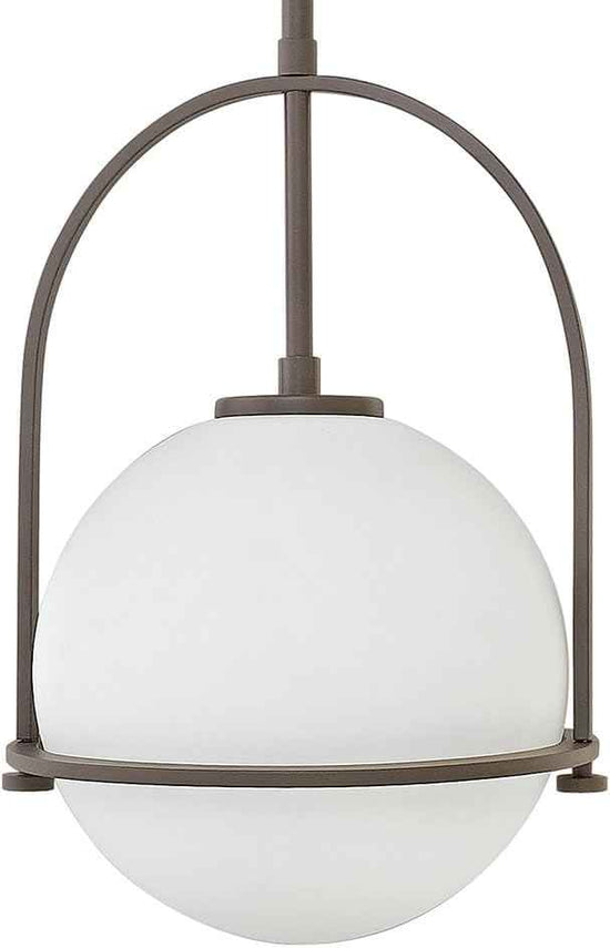 Hinkley Somerset 3407KZ Small Pendant Light, Adjustable Height, for Even or Sloped Ceilings, Etched Opal Globe, Vintage Chic, Buckeye Bronze