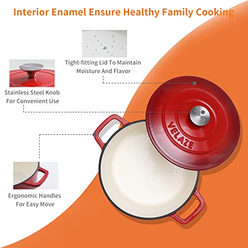 6 QT Enameled Cast Iron Dutch Oven Pot with Lid