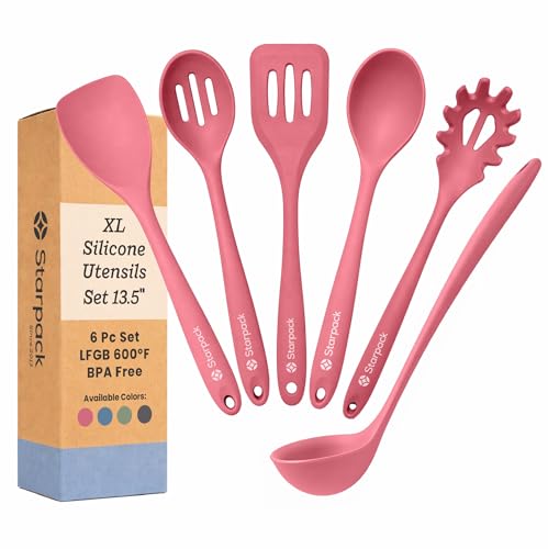 Starpack Like a Boss XL Silicone Cooking Utensils Set (Earthy Pink / XL Size Set of 6, 13")