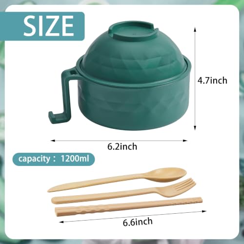 8 Sets Microwave Ramen Bowl with Utensils Bulk (Nature Tones)