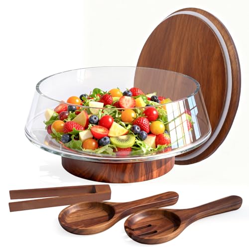Extra Large Glass Salad Bowl with Lid Set