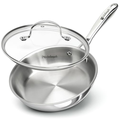 8 Inch Tri ply Stainless Steel Frying Pan with Lid