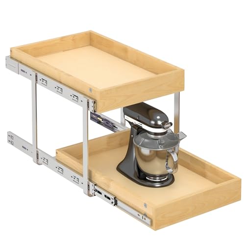 2 Tier Pull Out Cabinet Organizer with Soft Close Slides (14''W x22''D / 2 Tiers)