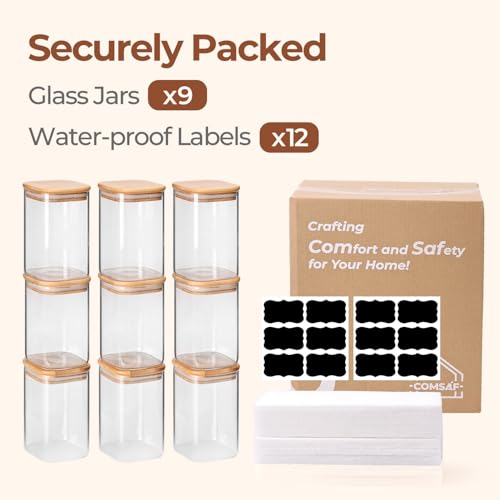 Square Glass Containers with Lids 1.2 Qt (1.2 qt x 9)