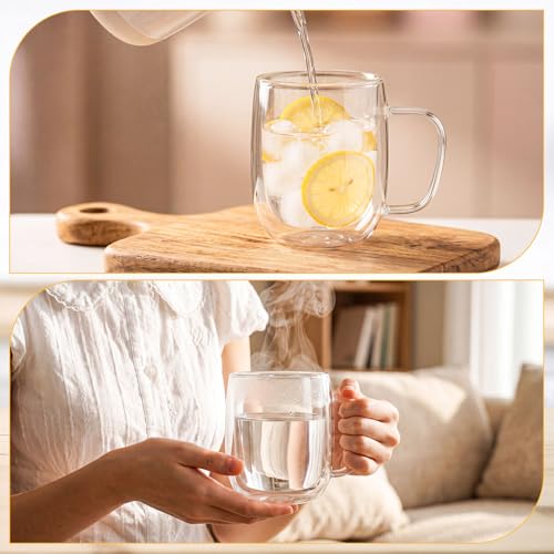 Glass Coffee Mugs Set of 6 (480ml / Clear round)