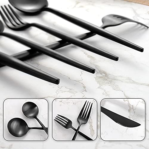 Matte Black Silverware Set for 12 (12 Count)