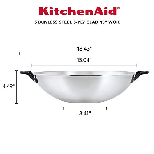5 Ply Clad Stainless Steel Induction Wok