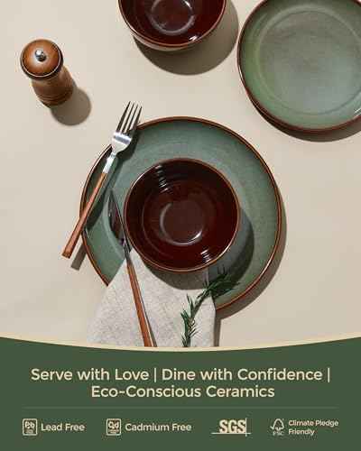 16 Piece Double Bowl Dinnerware Sets with Pasta Bowls