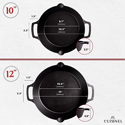 Cast Iron Skillet Set (Dual Handle Skillet / 10"+12")