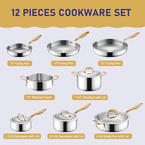 Triple Ply Stainless Steel Pots and Pans Set