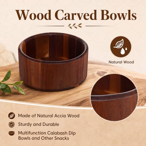 8 Pcs Acacia Wood Salad Bowl 30 oz 6 x 2.5 In