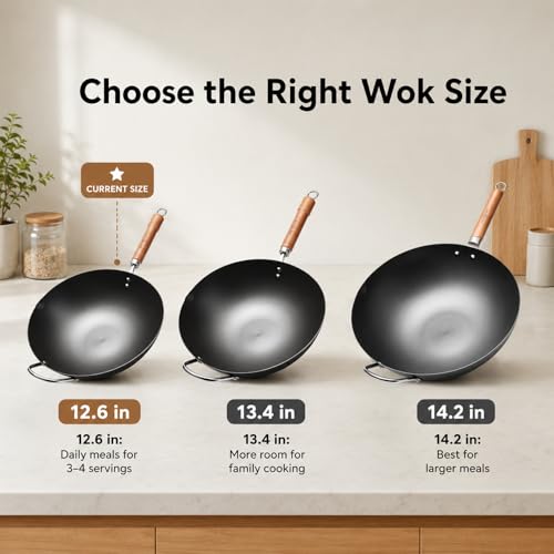 Carbon Steel Wok with Lid (12.59")