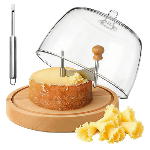 ZZXLLLO Girolle Cheese Curler Shaver Wheel with Lid for Tête de Moine (Wood)