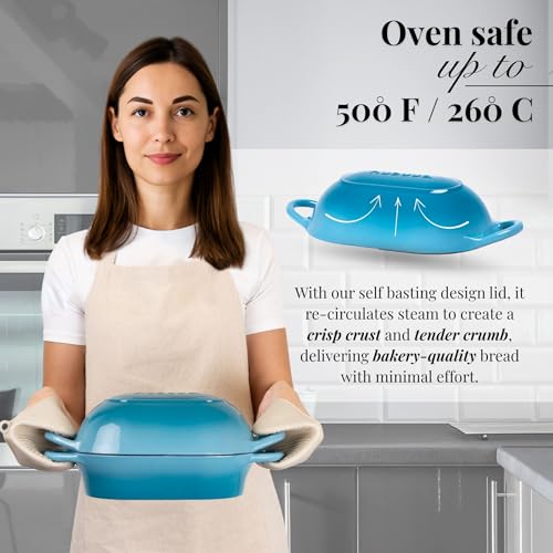Dutch Oven For Sourdough Bread Baking (24cm x 16cm / Light Blue)