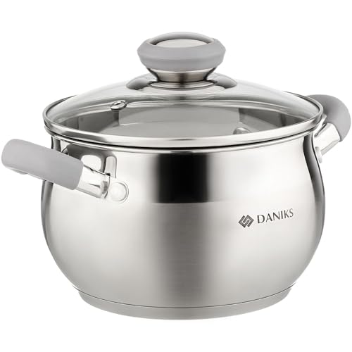 Modern 2 Quart Stainless Steel Stock Pot with Glass Lid