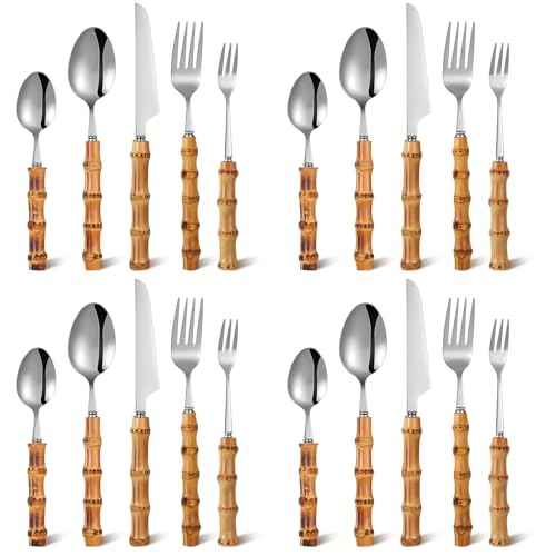 20 Pieces Bamboo Silverware Set 18 (20 Count)