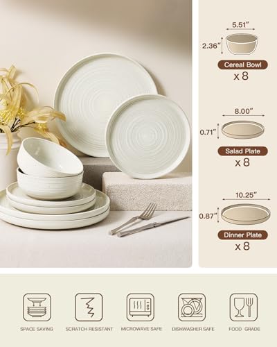 Stoneware Dinnerware Sets for 8 (Cream)
