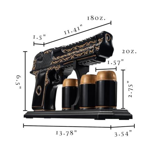 Gifts for Men Dad Hand Painted Gun Whiskey Decanter Set & Shot Glass
