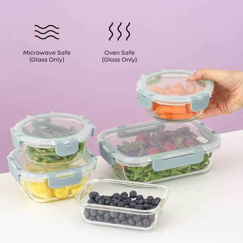 24pc Borosilicate Glass Storage Containers with Lids (Color Powder Blue)