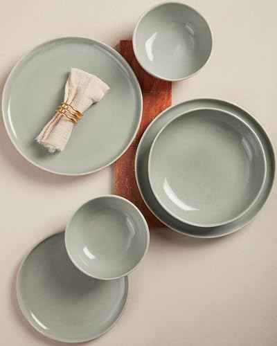 24 Pieces Dinnerware Set for 6 with Pasta Bowls