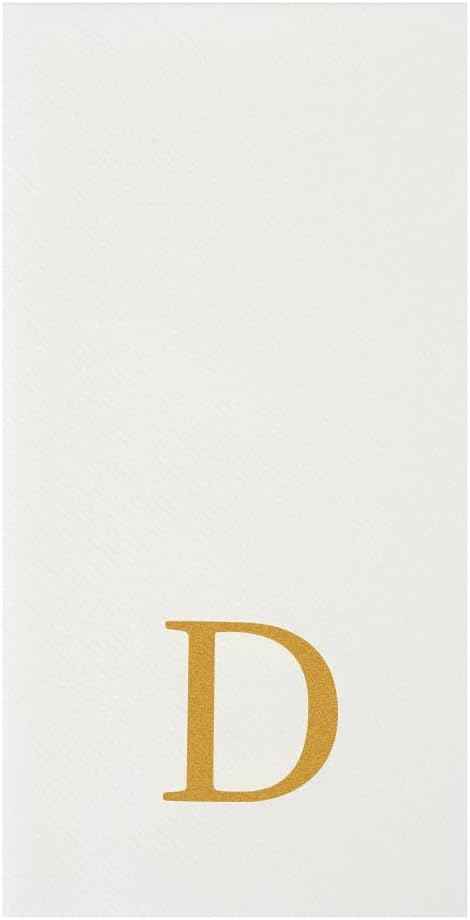 Luxenap 15.8 X 7.9 Inch Linen-Feel Guest Towels, 2000 Lettered Hand Towels - Gold Letter 'D', Sans Serif Font, White Paper Dinner Napkins, airlaid, For Restrooms And Tables - Restaurantware