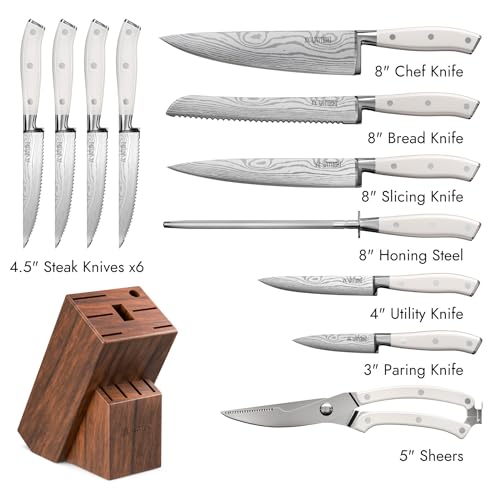 Yatoshi 12 Piece White Knife Block Set
