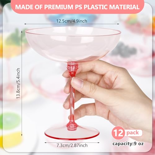12 Pcs Plastic Coupe Glasses 9 oz Disposable Martini Glasses for Cocktails (12 Count)