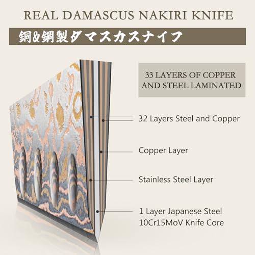 Damascus Nakiri Knife 7 Inch