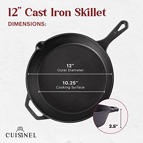 Cast Iron Skillet + Grill Press + Scraper Set (Skillet + Grill Press / 12")