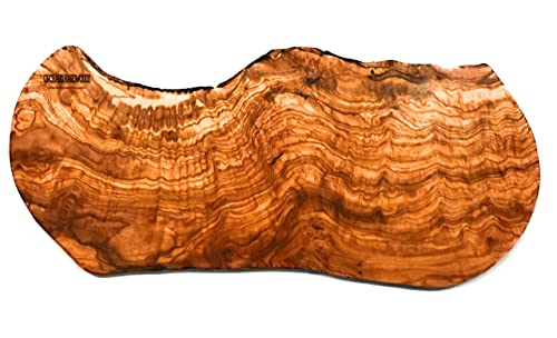 22" ORCHARD HARDWOODS Rustic Handmade Bark Edge Olive Wood Charcuterie Board