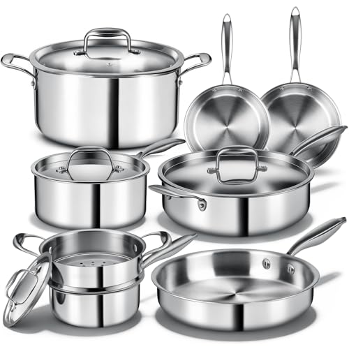 Triple Ply Stainless Steel Pots and Pans Set