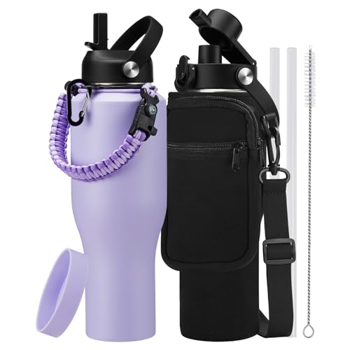 40 oz Insulated Bottle with Straw & Spout Lid (Light Purple / 40 Ounces)