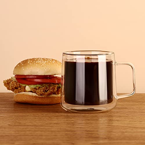 Double Walled Glass Coffee Mugs (15oz(1 pack))