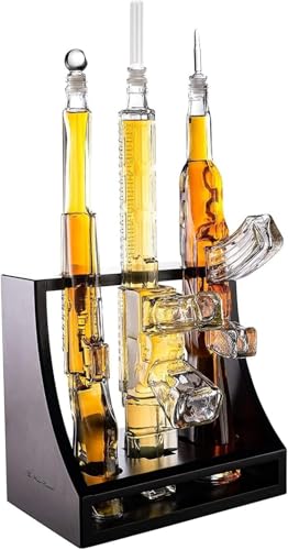 3 Gun Whiskey Decanters Set & Rifle 1000ml (3 Count)