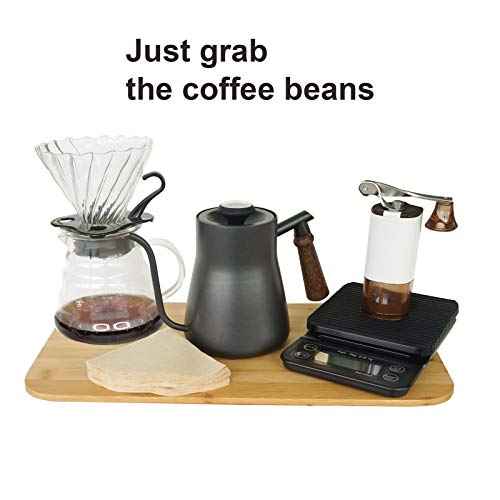 Pour Over Coffee Maker Set Coffee Kettle Scale Server Dripping Cup Bean Grinder Filter Paper Ceramic Cup ALL in 1 Great Portable Metal Box for Traveling Excellent Coffee Gift