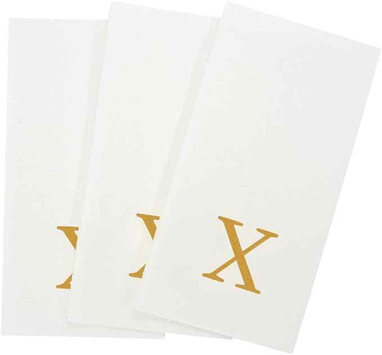 Luxenap 15.8 X 7.9 Inch Linen-Feel Guest Towels, 50 Lettered Hand Towels - Gold Letter 'X', Sans Serif Font, White Paper Dinner Napkins, airlaid, For Restrooms And Tables - Restaurantware