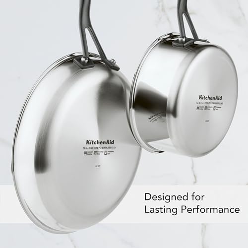 5 Ply Clad Polished Stainless Steel Saute Pan with Lid
