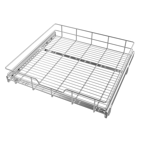 Pull Out Cabinet Organizer 24" W X 22" D (1 Tier - Chrome-Plated / 24" W X 22" D)