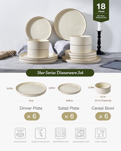 Stoneware Dishes Dinnerware Sets for 6 (18 Count)