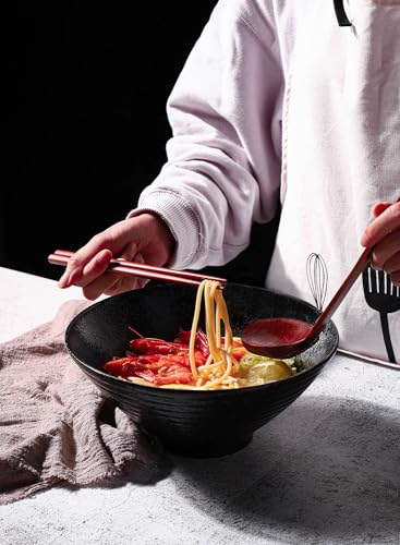 Ceramic Japanese Ramen Bowl Set (9 Inch / Black)