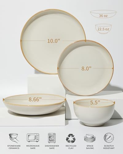 16 Piece Double Bowl Dinnerware Sets with Pasta Bowls